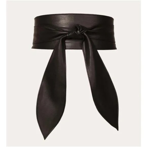 Accessories - Black Vegan Leather Wrap Belt